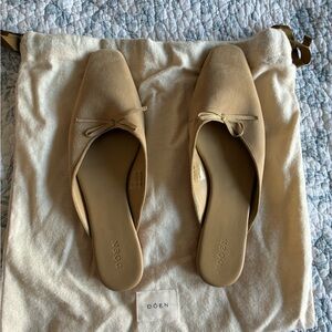Doen Beige Suede Flat Mules